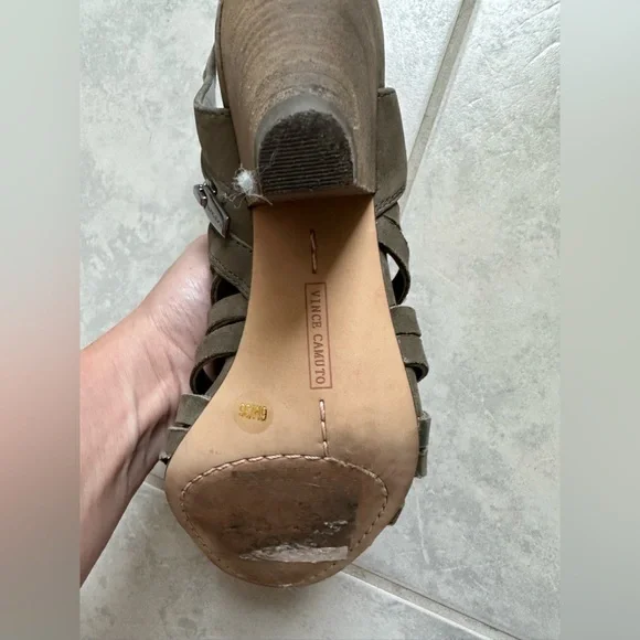 Vince Camuto Olive Open Toed Ankle Booties - Picture 6 of 8